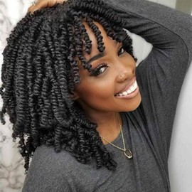 8 Packs Short Spring Twist Crochet Hair 10 Inch Pretwisted Passion Twist Pre Looped Braids Bomb Twist Kids Crochet Hair for Black Women (10 Inch, 1B#)