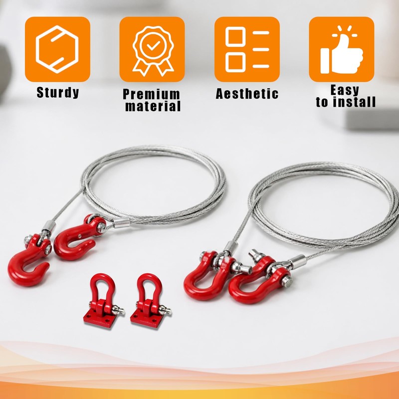 RC Trailer Chain Tow Rope & Buckle Winch Shackles for