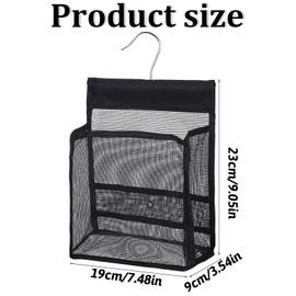 Xelsluthe MesMesh Shower Caddy Hanging Organizer With Hooks, PVC Bathroom Storage Bag for College Dorm, Gym, Swimming, RV And Travel, Black