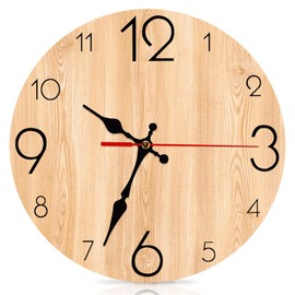 PORFOYO Wall Clock Without Ticking Noise, Wooden Wall Clock 30 cm, Wall Clocks Vintage Kitchen Clock Wall Clocks Made of Wood for Living Room Kitchen Home Bedroom Office