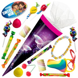 OYOY 22 cm School Cone Filled with Candy Mix I School Cone Butterflies I School Gift I School Cone Ready Filled I School Cone Small