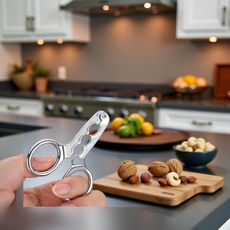 Silver Nutcrackers for Nuts, Stainless Steel Nuts Pistachio Sheller Opener