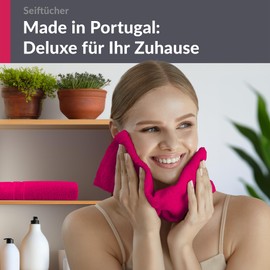 Lashuma Set of 2 Hand Towels Small Red Rhubarb London Terry Cloth Flannels 30 x 30 cm