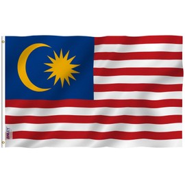 Anley Fly Breeze 3x5 Feet Malaysia Flag - Vivid Color and Fade Proof - Canvas Header and Double Stitched - Malaysia Flags Polyester with Brass Grommets 3 X 5 Ft