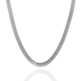 Quadri - 925 silver chain with women's mesh chain, mesh width 5 mm, length 40.60 with extension up to 45.50 cm, 46 cm, 51 cm, certificate made in Italy, Silver