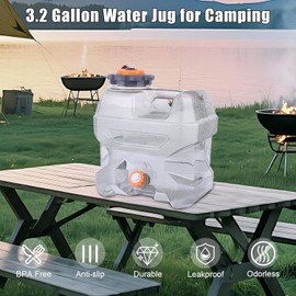 ASIEIT 3.2 Gallon Water Jug with Spigot, Portable Water Tank BPA Free, Leak-Proof Water Containers for Camping Water Storage Containers for Emergency Outdoor Hiking Picnic