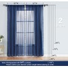 Pom-Pom Navy-Blue Sheer Curtains for Bedroom Windows 84inches Long Linen