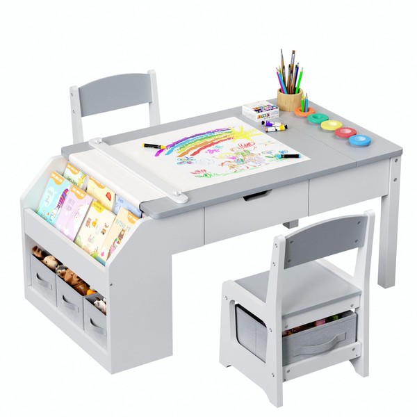 5-in-1 Kids Art Table and Chairs, Toddler Table and Chair
