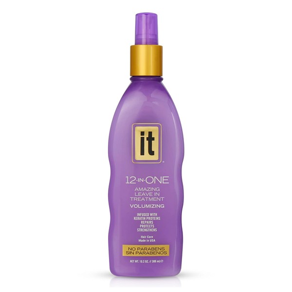12-in-One Volumizing Amazing Leave-In Hair Treatment - Infused with Keratin, Avocado, and Whole Wheat to Strengthen and Add Volume - Conditioner Spray to Protect Dry and Damaged Hair - IT 12-in-One