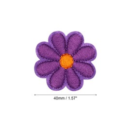 MECCANIXITY Flower Iron-on Patches Embroidered Sew Flower Patch Appliques Repair Patches for Clothing Repair Backpack Shoes Decoration 90x90mm/3.54x3.54" Pack of 30(Purple)
