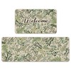 Livcoz Welcome Green Leaves Botanical Kitchen Rugs Set of 2,