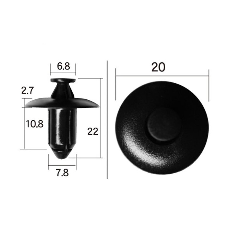 Boston BC5130 Automotive Parts Push Rivets Black 10 per Bag