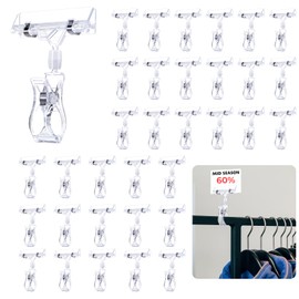 50 PCS Clear Sign Clips for Display, Sign Holder Clips for Retail, Plastic Price Sign Clamps Label Tag Acrylic Clips, for Retail Rack, Baskets or Cards