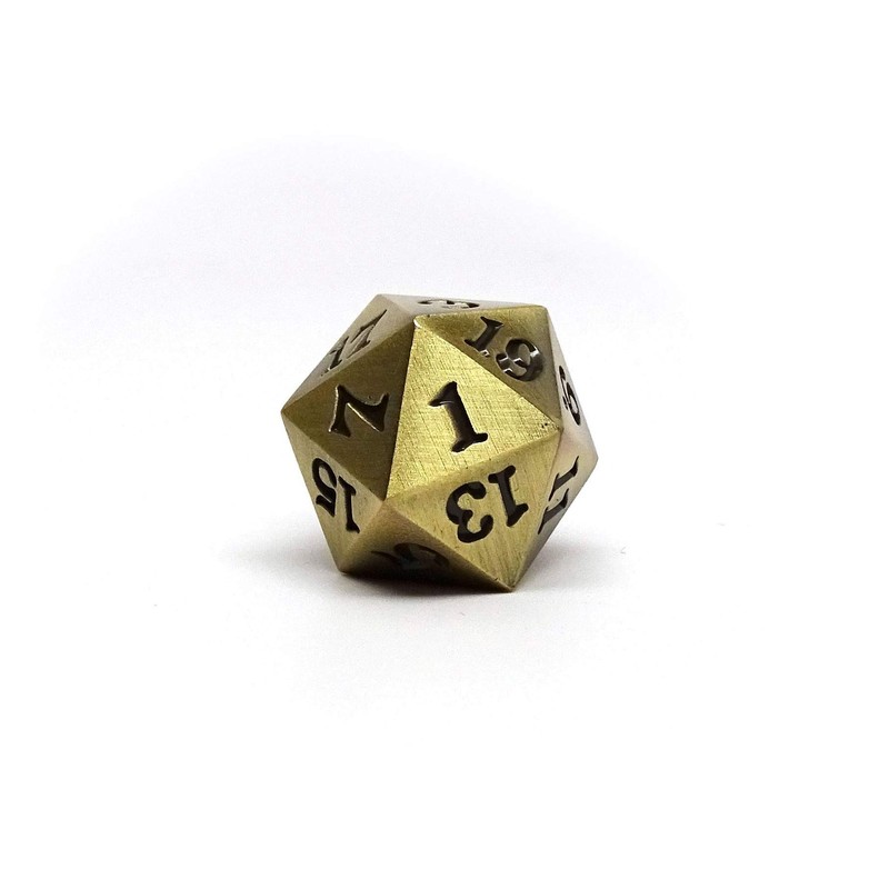 Metal D20 Single Dice - Legendary Metal Design with Signature