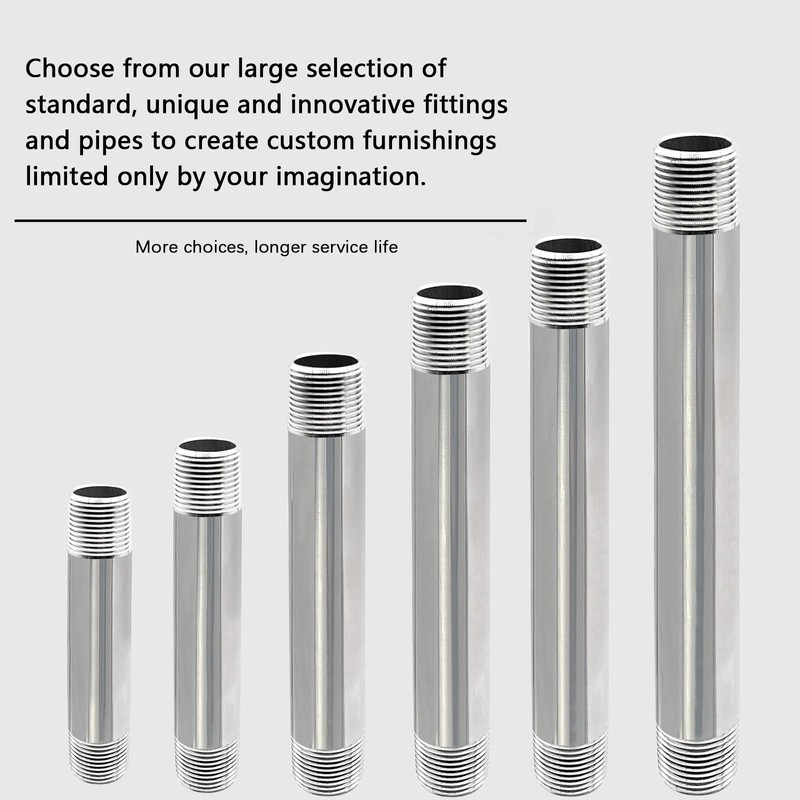 GeilSpace 3/4" x 14" Stainless Steel Pipe, 304 Pipe Nipple