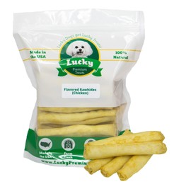 Lucky Premium Treats Chicken Basted Rawhide – All-Natural Rawhide and Beef Dog Treats for Medium Dogs, Gluten Free Premium Medium Dog Treats (28 chews)