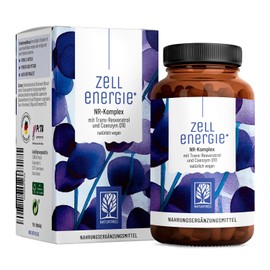 Cell Energy - NAD+ Factor - with Nicotinamide Ribosides 300 mg (NR) - NAD Complex - Betaine, Resveratrol, Coenzyme Q10, Taurine & Vitamin B3 - Laboratory Tested in Germany - 90 Vegan Capsules from NATURTREU