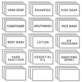 HVSWLY Waterproof Labels for Organizing, 48PCS Soap Dispenser Bottles Label Stickers with DIY Blank Labels, Self-Adhesive Bathroom Bottle Labels for Soap Lotion Shampoo Conditioner