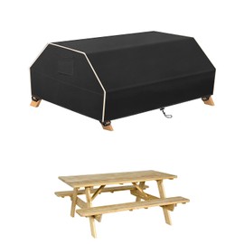 Garden Picnic Table Cover Waterproof, Picnic Bench Covers 420D Polyethylene Fabric Material, Anti-UV, 190 x 162 x 81cm, Black