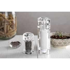 Bisetti Torino 5.9 Inch Acrylic Salt Mill With Adjustable Ceramic Grinder