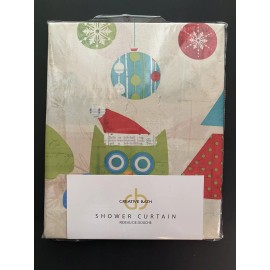 Creative Bath Christmas Shower Curtain Owls,Christmas Trees, by CREATIVE BATH NEW