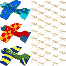 Haconba 48 Pack Wooden DIY Airplane Paintable Wood Glider Plane Unfinished Airplane Model for School Family Handicraft Activities Birthday Party Favors