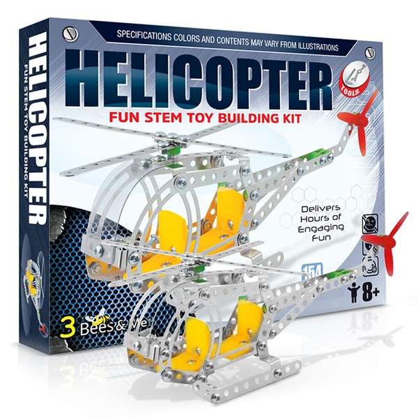 3 Bees & Me Metal Helicopter Erector Set for Boys