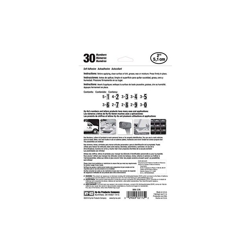 Hy-Ko Packaged Numbers & Letters, DIY Address Number Stickers for