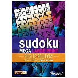 Squiggle Glossy A4 Mega Large Print Sudoku Puzzles, Assorted Difficulties - Set of 2