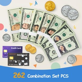 Play Money Set for Kids with Bills & Coins,Pretend Play Cash for Homeschool & Classroom, Game Currency Used for Education, Board Games, Cash Register Toys.Ages 3+ Learning Toys