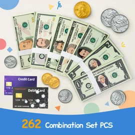 Play Money Set for Kids with Bills & Coins,Pretend Play Cash for Homeschool & Classroom, Game Currency Used for Education, Board Games, Cash Register Toys.Ages 3+ Learning Toys
