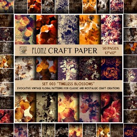 Scrapbook Paper (30 pages 12"x12") Timeless Blossoms: Evocative Vintage Floral Patterns for Classic and Nostalgic Craft Creations FLONZ Vintage Styled Double Sided Paper Pad for Craft Cardmaking