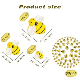 50Pcs Small Resin Bees, Tiny Resin Bees,Small Plastic Resin Bumble Bee Decor, Decorative Cute Bumble Bee,3 Sizes Flat Back Bumble Bee Tiny Bees Craft Decoration Cute Bumble Bee Embellishments