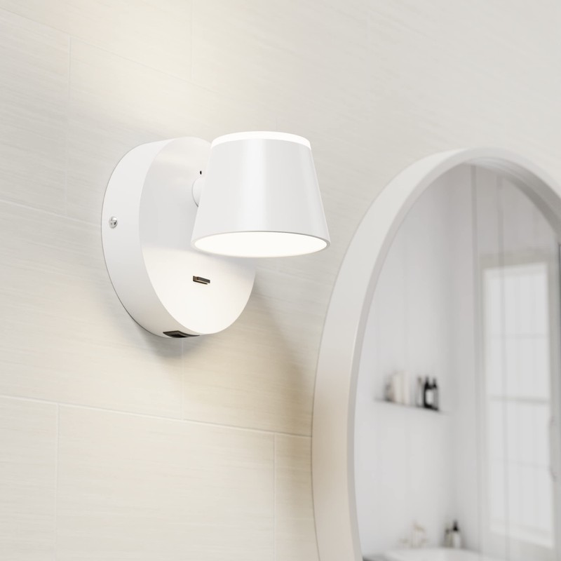 URSOLA Wall Light LED Wall Sconce with On/Off Switch USB
