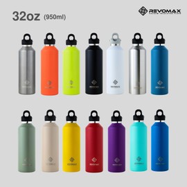 REVOMAX Carbonated Vacuum Insulated Bottle, 32 oz, 950 ml, 18 Hours Hot & Cold for 36 Hours (Sand Beige)