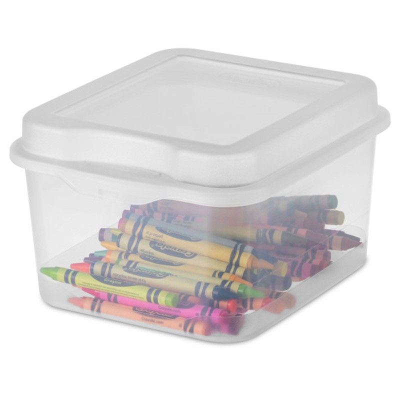 Sterilite FlipTop, Stackable Small Storage Bin with Hinging Lid, Plastic