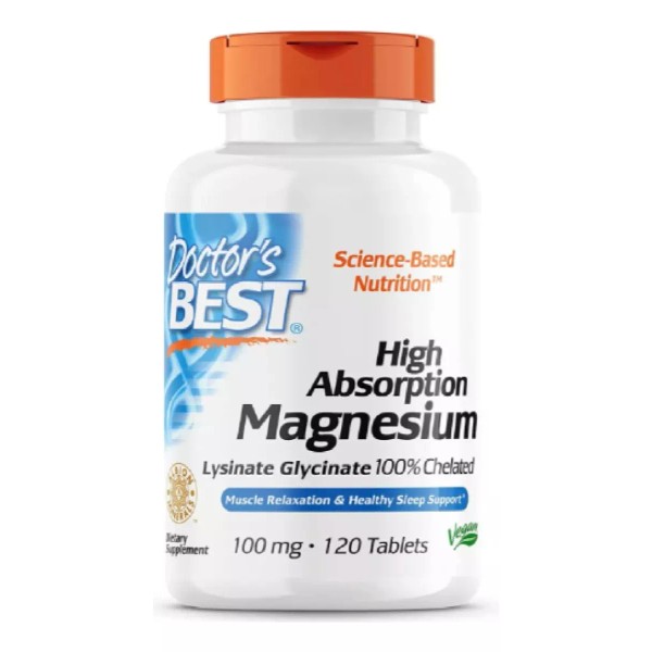 Doctor's Best Magnesio De Alta Absorción 100mg #1 (120 Tabs) Americano
