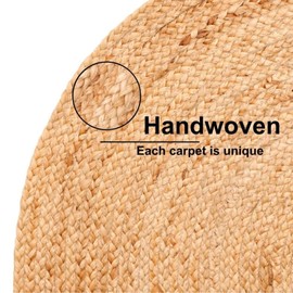 LOOM CRAFTY Handwoven Natural Jute Round Area Rug - Boho Farmhouse Style Durable Floor Mat for Living Room, Bedroom, or Dining Room (3X3 ft)