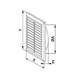 Brown Air Vent Grille 200mm x 200mm with Fly Screen and Round Ducting Collar 150mm / 6" Ventilation Cover Grid T27BR