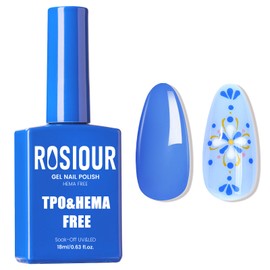 Rosiour TPO and Hema Free Bright Blue Gel Nail Polish- 18ml Hypoallergenic Non Toxic Light Blue Nail Polish Gel, Long Lasting Soak Off UV Nail Polish for Manicure Nail Design Salon Home DIY