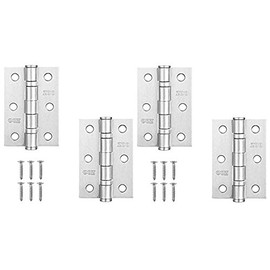 2 Pairs Door Hinge 3" 75mm Ball Bearing Hinges Satin Chrome Suit Internal Doors Pair (2)