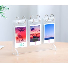 WINKINE Desktop Mini Photo Album Collection|Acrylic Tabletop Flip Calendar-Style Photo Frame|for Instax Mini 7s 8+ 9 25 26 50s SP-2 Film|Polaroid Snap PIC-300 Z2300 Gift 26 Pocket|52 Photo Display