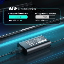 QYD 65W USB C Laptop Charger for Dell XPS 13 and Dell Latitude Charger 3340 3440 3540 3550 5420 5430 5520 5320 5340 5440 5550 7440 7490 7640 7410 7310 2-in-1 9440 2in1 Power Supply Cord
