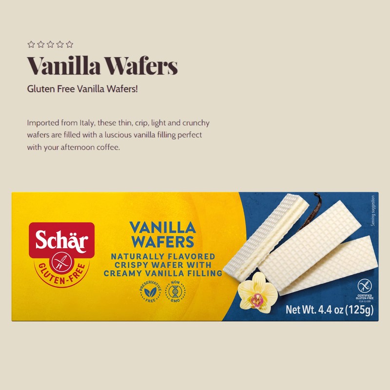 Schar Vanilla Wafers, Gluten Free, 4.4-ounces (Pack of 6)