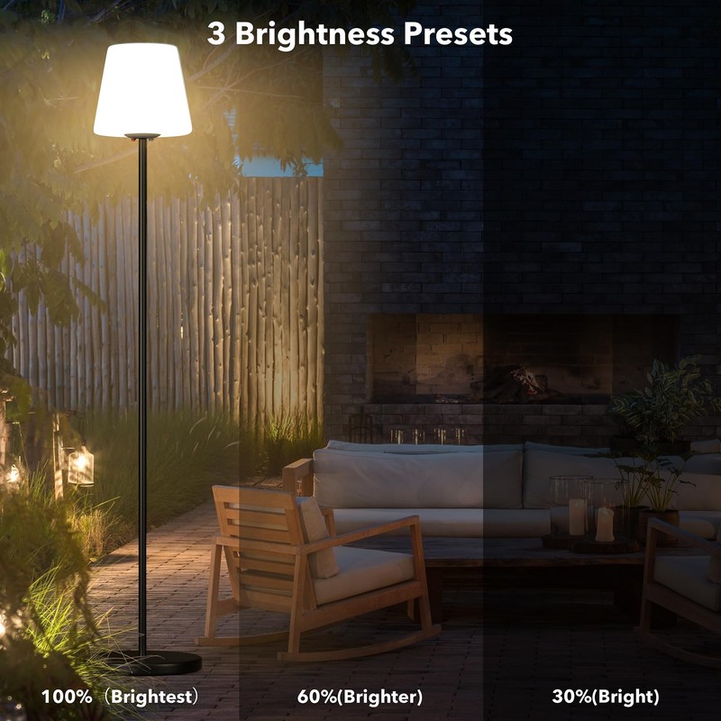 Outdoor Floor Lamp, 100% Solar Powered Floor Lamp for Patio