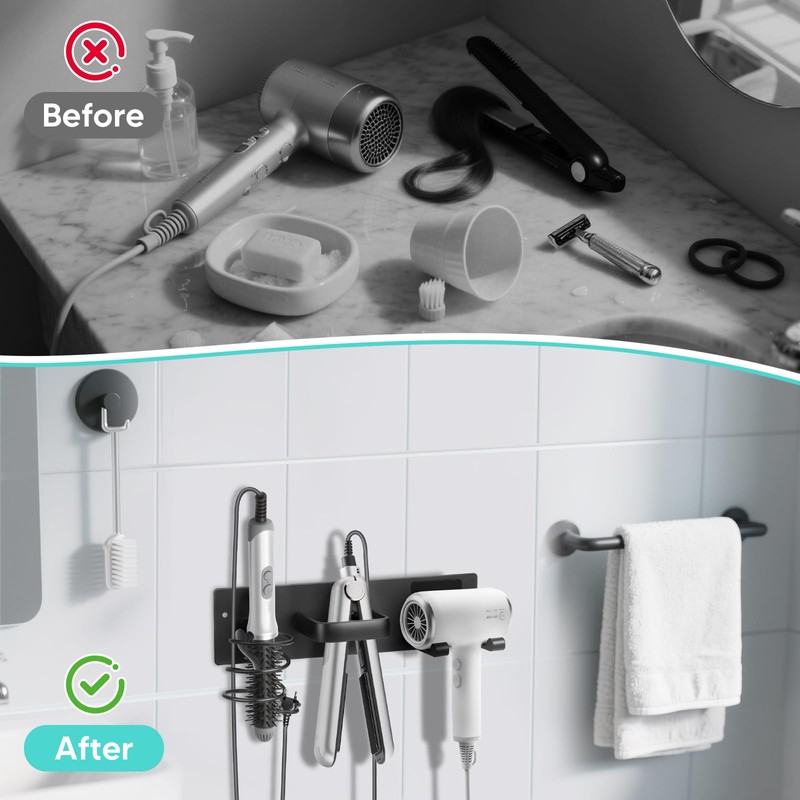 Bensbl Hair Tool Organizer Wall Mount – Aluminum Hair Dryer