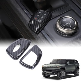 YinanIutos Car Key Fob Covers Compatible with 2024 2025 Hummer EV Pickup/SUV Anti-Scratch Key Fob Case Protector Cover Car Key Fob Shell Decoration Covers Car Key Accessories (Carbon Fiber Pattern)