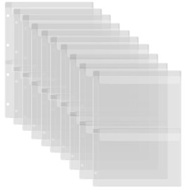 10 Sheets Binder Pockets Inserts with Two Pockets A4 Size 4 Hole Folder for Cutting Dies and Stamps Storage, Waterproof PVC Transparent Pockets Protection for Cutting Dies Stencils Album