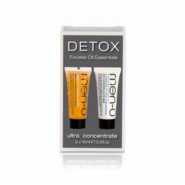 men-ü men-ü DETOX EXCESS OIL ESSENTIALS 2 x 15ml mens skincare ultra-concentrate buddy tubes. Combat oily skin with 3 Minute DTOX & Deep Cleanse with Healthy Facial Wash 15ml