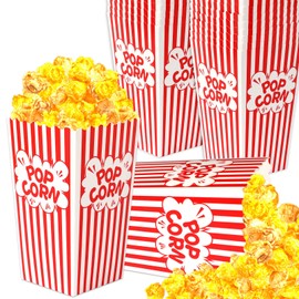 DECYOOL Mini Paper Popcorn Bags, Small Popcorn Bags Red and White Movie Night Popcorn Boxes for Kids PopCorn Buckets and Container for Home, Carnival Party, Decorations(45pack)